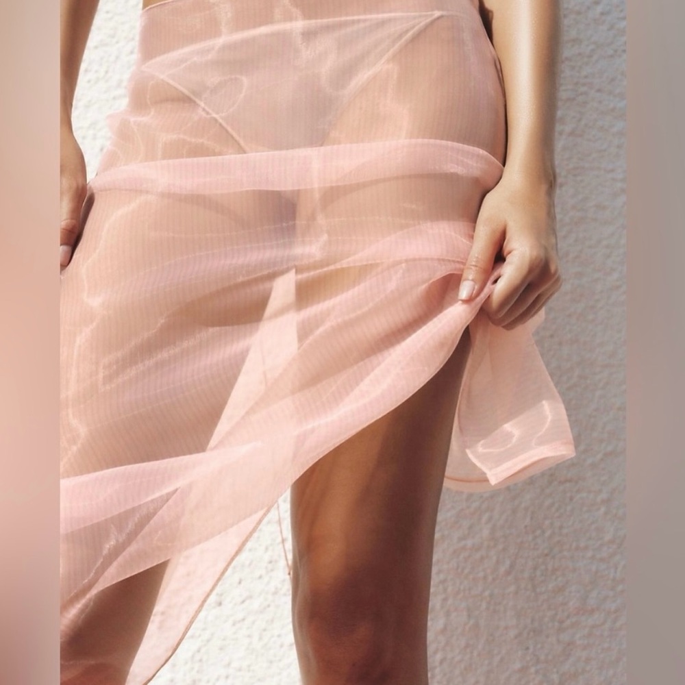 Zara Pink Sheer Midi Skirt